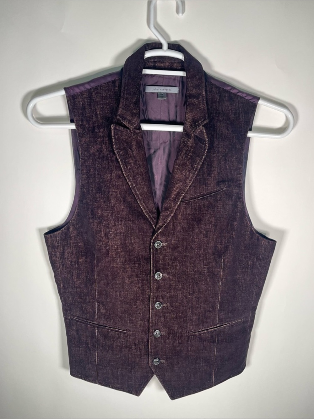 $598 John Varvatos Collection Wooster Crushed Velvet Corduroy Vest EU48 US 38